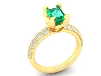 Elegant Emerald Cut Solitaire Ring for Women  449 3D print model