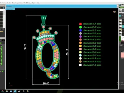 Elegant Crown Oval Pave Pendant for Women  3183 3D print model