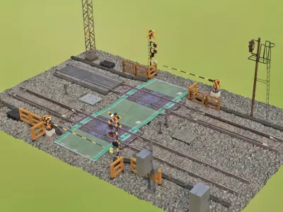 Japanese Railway Crossing Kit 3D model