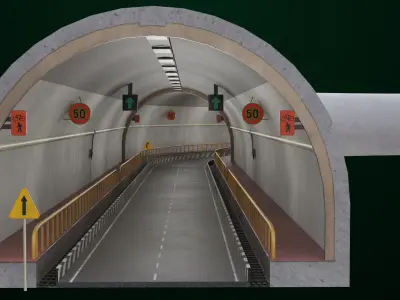 Subway Road Tunnel 03 All PBR Unity UE Textures Included Low-poly 3D model