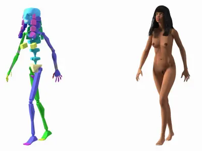 Young Woman Light Skin Black Rigged 3D model