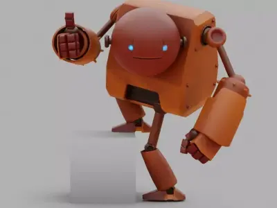 Toon robot rigged - animated character 3D model