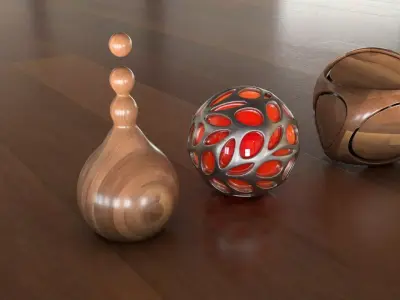 Abstract three wooden vases 3D model