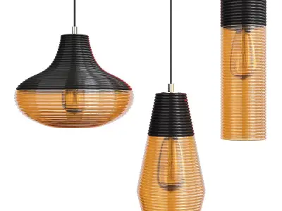 RENORD three pendant lights with orange and shades Low-poly 3D model
