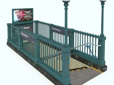 Subway Entrance NYC Low-poly 3D model
