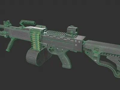 Negev NG7 Light Machine Gun Low-poly 3D model