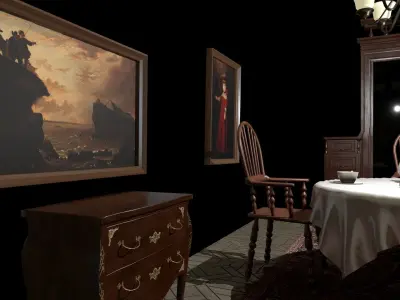 Dining Room Asset Package Low-poly 3D model