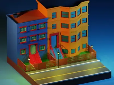Isometric Building Low-poly 3D model