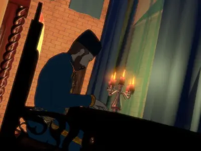 Weighted Candelabra with 5 candles 3D model