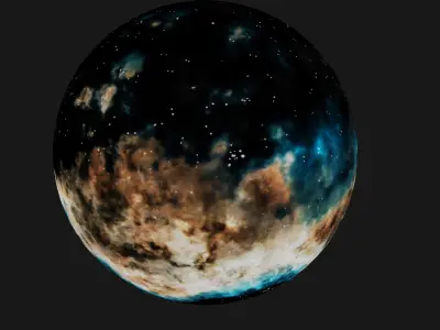 HDRI Panoramic Sky - VR 360 starfield - hard warm nebula 017 Low-poly 3D model