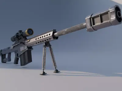 Barret M82A Anti materiel precision sniper rifle Low-poly 3D model