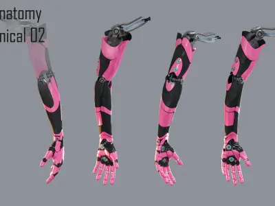 Robotic hand anatomy 02 3D model