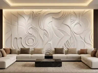 Modern Abstract Relief Panel Wall Decor Set STL Mural CNC 335 3D model