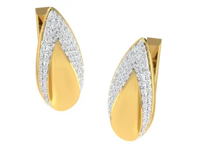 Light Weight Yellow Gold Diamond Earring EZ BI-31 3D print model