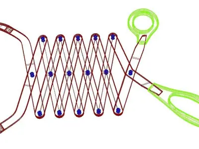 Extending scissor arm grabber 3D model