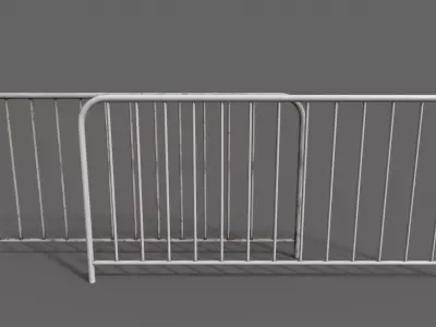 PBR Pedestrian Guard Rail White V1 Low-poly 3D model