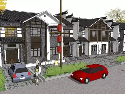 Bed and Breakfast - architecture along the street 3D model