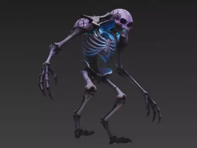 Purple Skeletal Humanoid Monster 3D Model 3D model 3D model