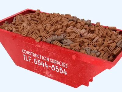 Industrial Container with concrete bricks 2 3D model