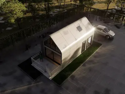 Modern Timber Frame Tiny House with Full Interior -3D Model 3D model