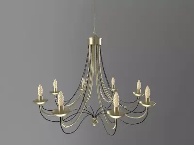 lustre gold chandelier with six candles 3D model