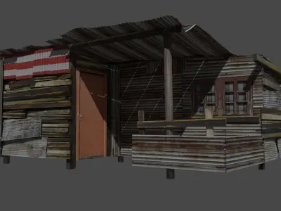 Shanty slum settlement pack Low-poly 3D model