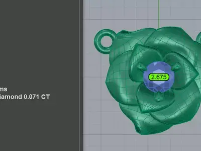 Stunning Rose Flower Necklace Pendant 3D print model