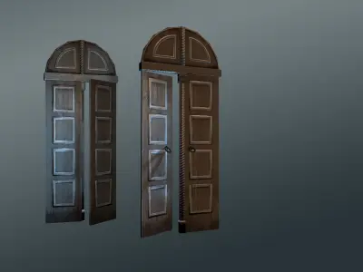 Wooden Door with Detailing Low-poly 3D model