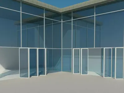 Fully Parametric Curtain Wall BiFold Doors Panels 3D model