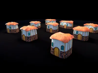 9 House Pack Stylized Game Asset Low-poly 3D model