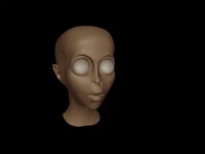 Alien head with basic materials 3D model