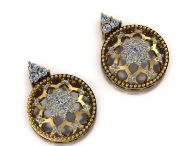 Nocturne Rosette Earrings jewelry 3D model - for Her 3D print model