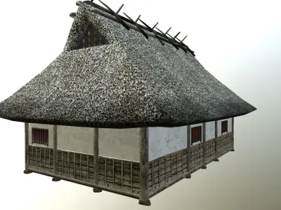 Traditional japanese house  Low-poly 3D model