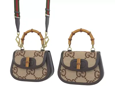 Gucci Bamboo 1947 Jumbo GG Small Bag Brown Light Low-poly 3D model