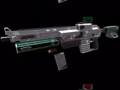 Scifi Rifle Magazine Bullets Triger Eject Button Included Low-poly 3D model