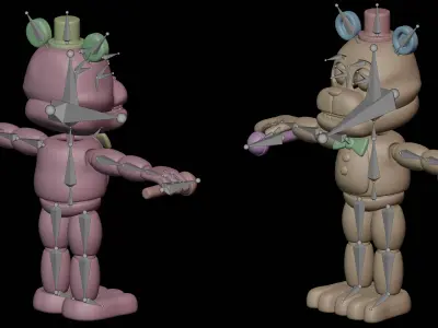 Freddy Inspired 3D Character  Stylized Animatronic Model For SFM 3D model