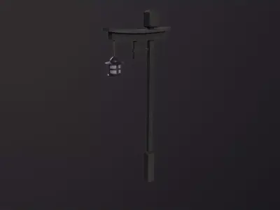 Japanese street wooden lamp 3D Model Low-poly 3D model