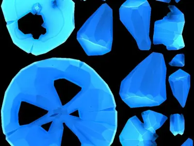 Stylized icy low-poly 3D model of the Floating Islands Low-poly 3D model