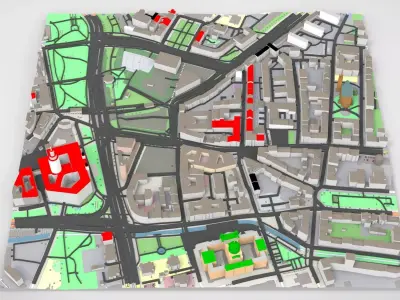 Cityscape Leipzig Centrum district Germany 3D model