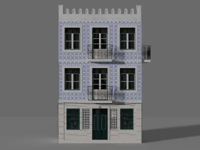 Facade of a Portuguese building 3D model