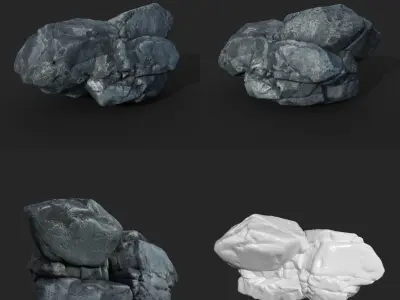High poly Boulder Rock 230410 3D model