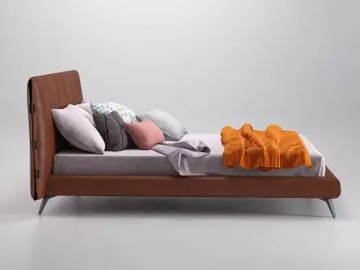Cuff modern bed frame with upholstered headboard and footboard 3D model