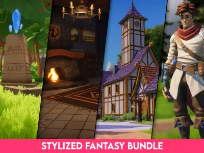 Stylized Fantasy Medieval Bundle Low-poly 3D model