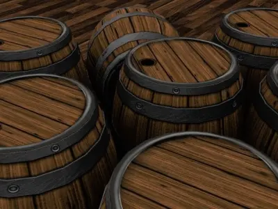 Barrel on floor Low-poly 3D model