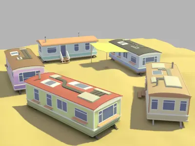 Caravan home pack Low-poly 3D model