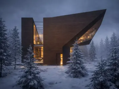 Modern Minimal Library Exterior Scene Architectural Model 3D model