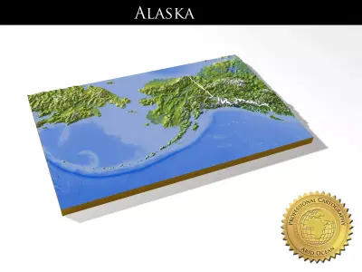 Alaska High resolution 3D relief maps 3D model