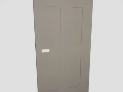 Low Poly Door with four panels Low-poly 3D model