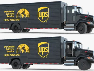  Peterbilt 337 UPS Branded Box Truck Black Rigged for Cinema 4D 
