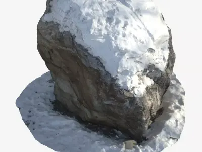 Stone in the snow Low-poly 3D model
